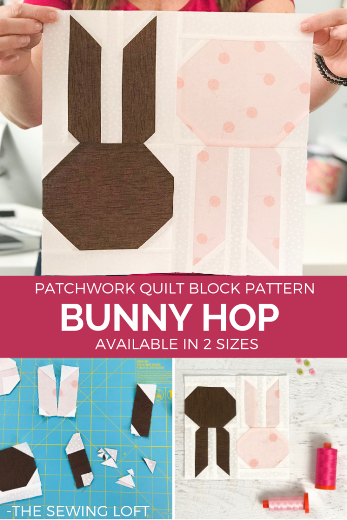 Start your spring sewing early with this adorable patchwork quilt block. The bunny hop block comes in two sizes and is easy to make. 