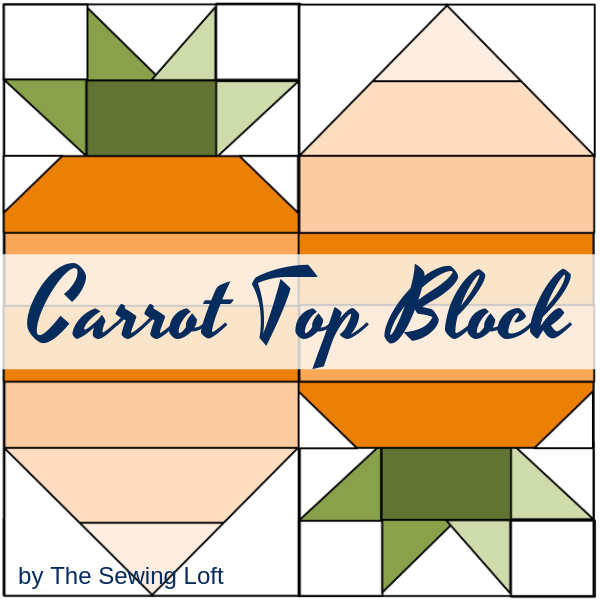 The Carrot Top Quilt Block is perfect for spring! It comes in 2 sizes and can be used in many different projects from home decor to quilts.#Block2Quilts