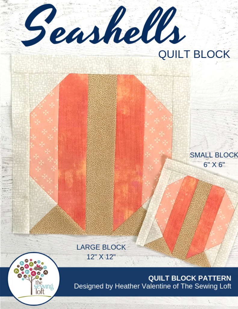 Grab your scraps and stitch up the Seashells Quilt Block! The block comes in 2 sizes and can be used in many different projects from home decor to quilts.