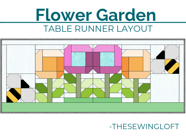 Oh how my garden grows! Grab your favorite blocks and stitched together this Flower Garden Table Runner. Free pattern layout from The Sewing Loft
