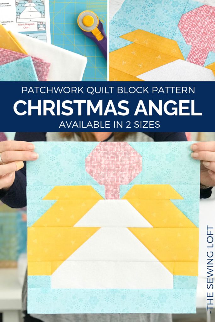 Celebrate the holidays with this Christmas Angel Quilt Block. This simple patchwork design is perfect for all skill levels and comes in 2 sizes.