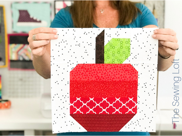 Learn quilting basics while creating whimsical quilt blocks like the Apple Quilt block in the Blocks 2 Quilt series. 