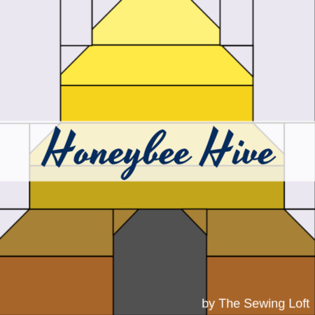 The patchwork construction of the Honeybee Hive quilt block makes it perfect for the beginner quilter and fun for the experienced quilter to play with their scraps.