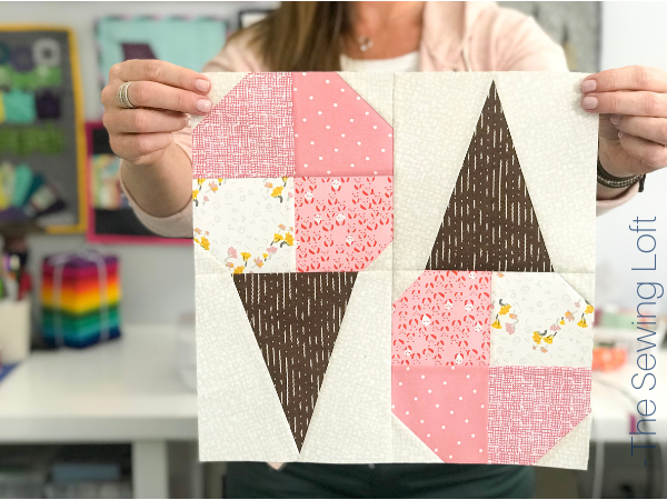 I'm stitching up this fun patchwork Ice Cream Cone Quilt block from The Sewing Loft. 