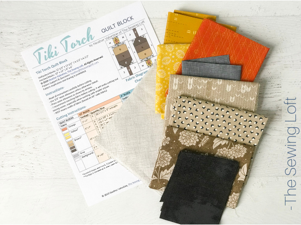 Tiki Torch Quilt Fabric Pull | Patchwork Block Design