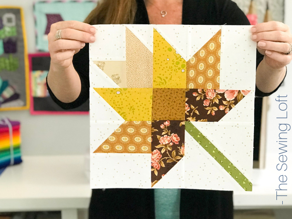 The patchwork construction of the Fall Leaves quilt block makes it perfect for the beginner quilter and fun for the experienced quilter to play with their scraps. 