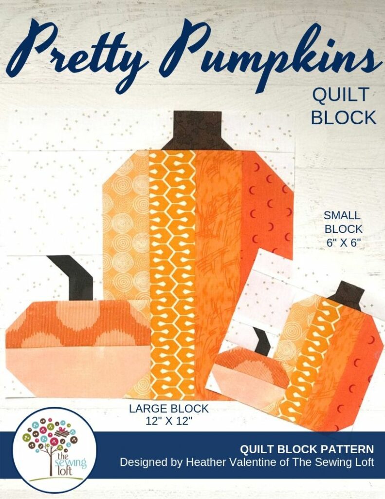 Pretty Pumpkins Quilt block available in 2 sizes by The Sewing Loft