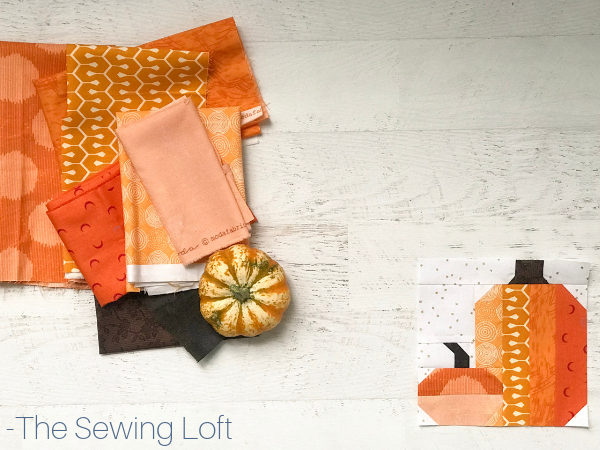 Pretty Pumpkins Quilt block available in 2 sizes by The Sewing Loft