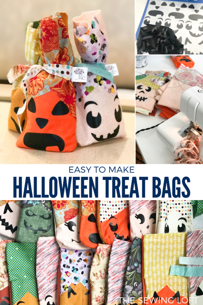 Create these easy DIY Halloween Treat Bags with a few fabric scraps, felt and a cutting machine. | The Sewing Loft