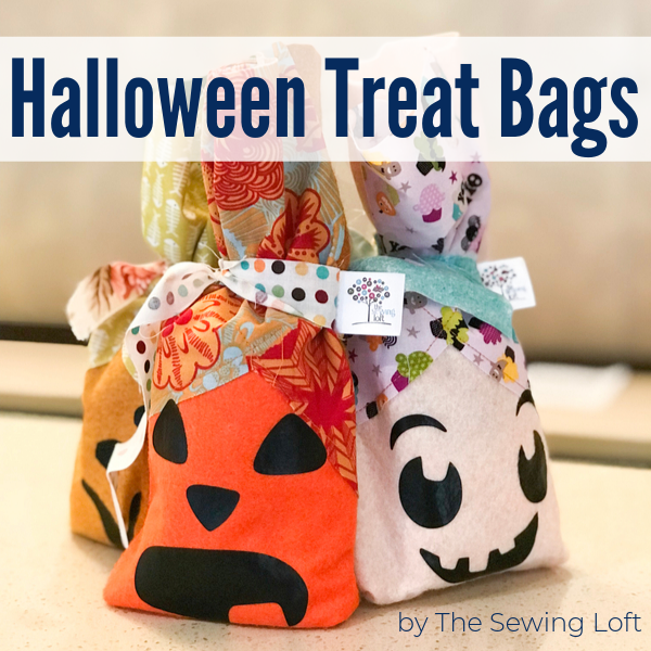 Create these easy DIY Halloween Treat Bags with a few fabric scraps, felt and a cutting machine. | The Sewing Loft