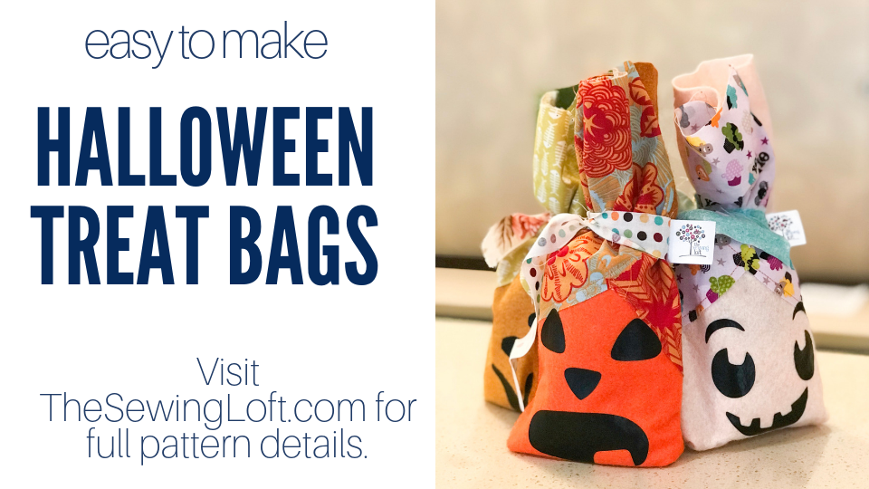 Create these easy DIY Halloween Treat Bags with a few fabric scraps, felt and a cutting machine. | The Sewing Loft