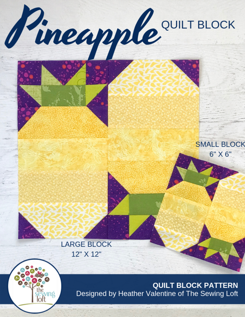 Patchwork Pineapple Quilt block available in 2 sizes by The Sewing Loft