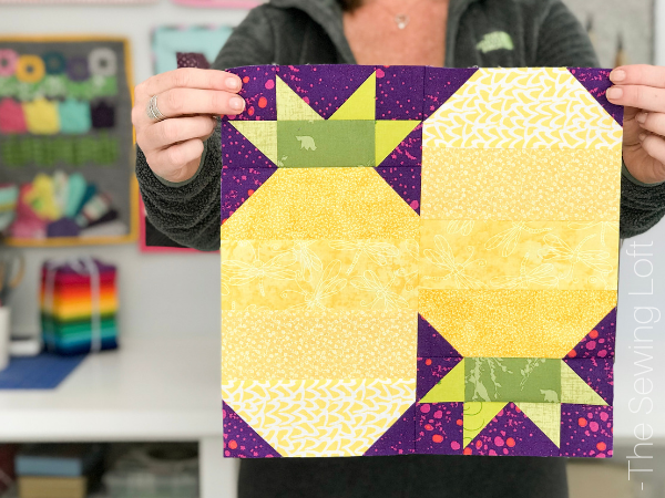 The simple construction of the Patchwork Pineapples quilt block makes it perfect for for quilters to play with their scraps. 