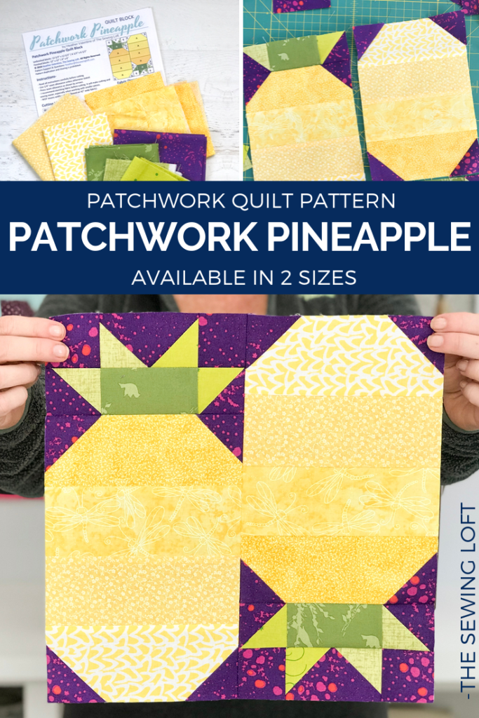 The simple construction of the Patchwork Pineapple quilt block makes it perfect for quilters to play with their scraps and sharpen their skills.