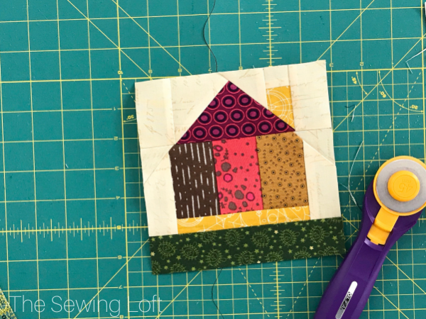 The Tiny House quilt block highlights strip piecing, flying geese and nesting seams. Video Included