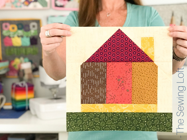 The Tiny House quilt block highlights strip piecing, flying geese and nesting seams. Video Included