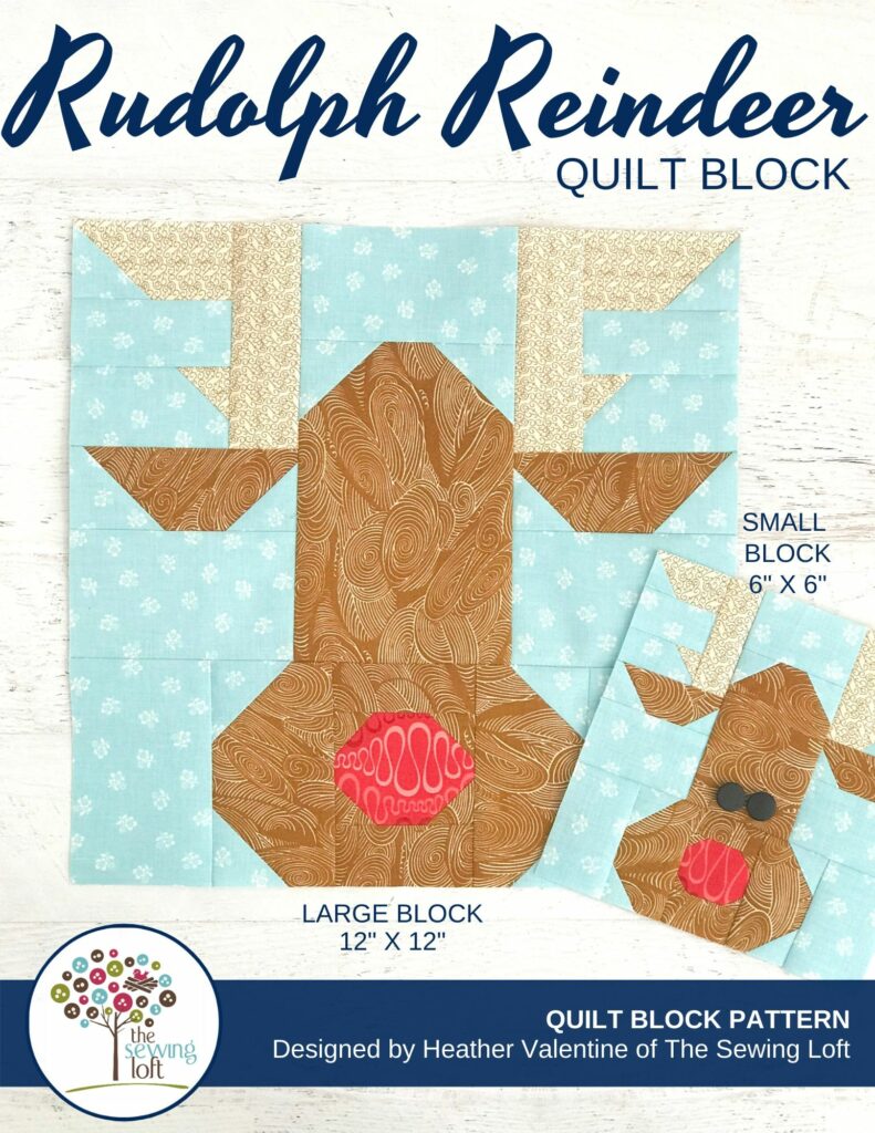 Rudolph Reindeer Quilt Block Pattern | The Sewing Loft