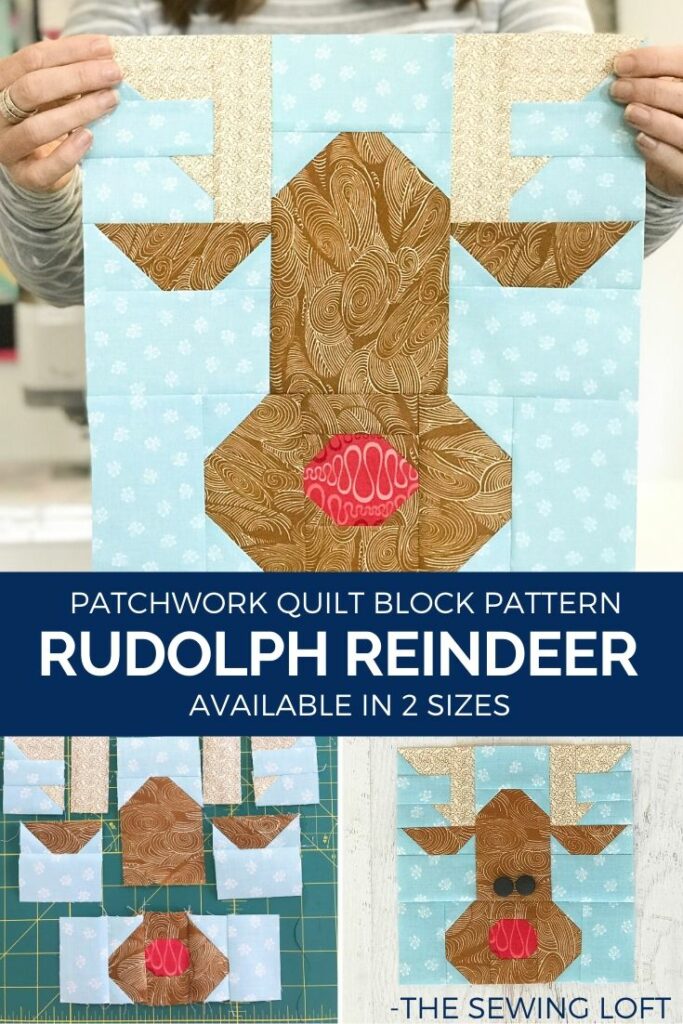 Keep the holiday spirit alive with this easy to make patchwork Rudolph the Reindeer quilt block. The Sewing Loft