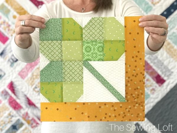 Stretch your quilting and sewing skills with this Shamrock Quilt block pattern. The design is easy to make and perfect for scraps. Available in 2 sizes.