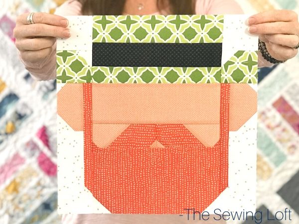 Create something fun for St. Patrick's Day with this adorable patchwork Leprechaun quilt block. Simple construction and available in 2 finished sizes. 