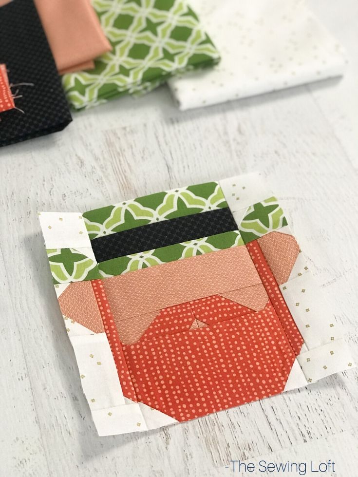 Create something fun for St. Patrick's Day with this adorable patchwork Leprechaun quilt block. Simple construction and available in 2 finished sizes. 
