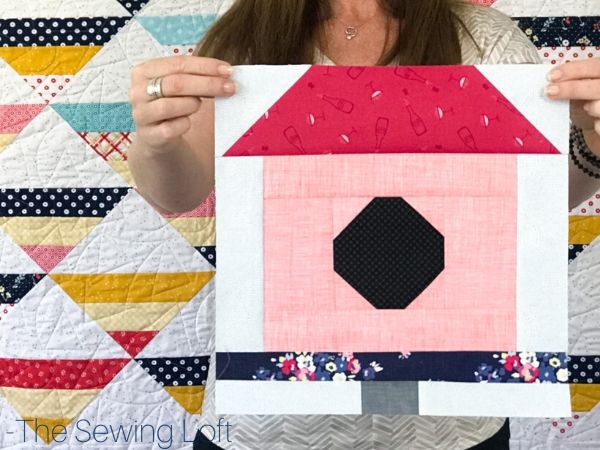 Turn your scraps into something fun with this colorful, easy to make Birdhouse quilt block. from The Sewing Loft. Easy to make and available in 2 sizes