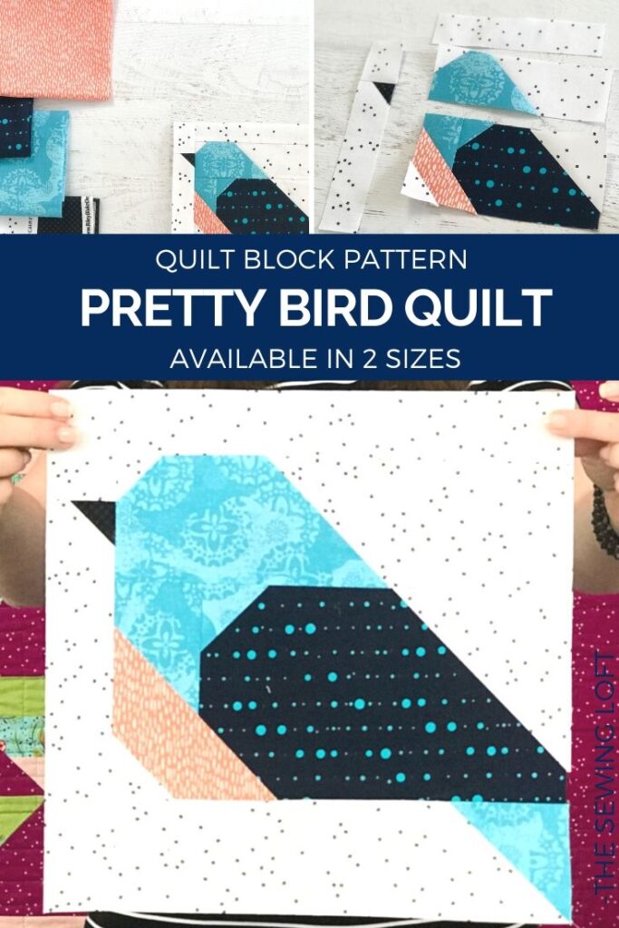 Transform your fabric scraps into a colorful flock with the new Pretty Bird Quilt Block from The Sewing Loft. Easy to make and available in 2 sizes. 