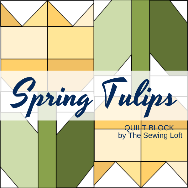 Transform your fabric scraps into a garden of your own with the Spring Tulips Quilt Block from The Sewing Loft. Easy to make and available in 2 sizes. 