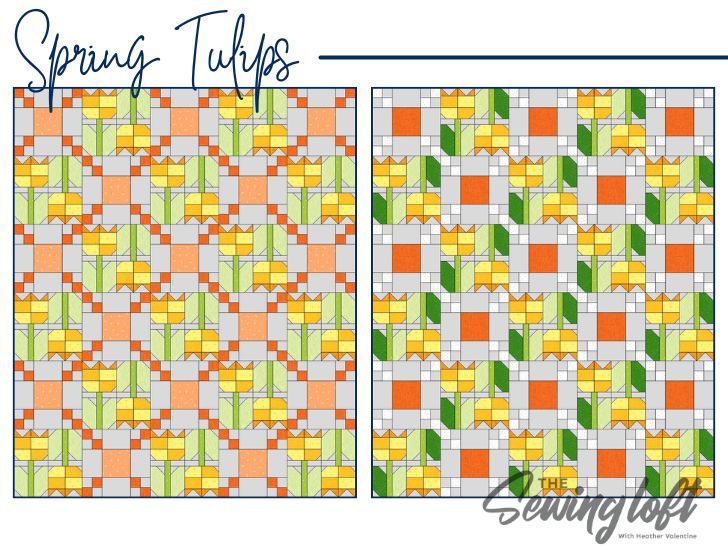 Experimenting with color in EQ8 and the Spring Tulips block from Heather Valentine. EQ8 Add On