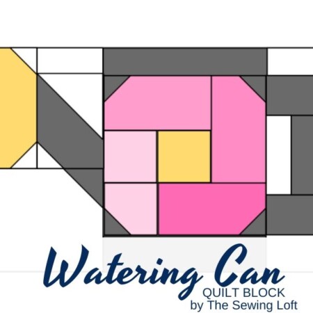 Turn your scraps into something fun with this colorful, easy to make Watering Can quilt block. From The Sewing Loft. Easy to make and available in 2 sizes.