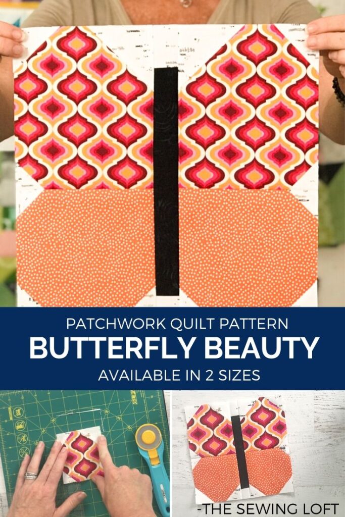 Show off your favorite fabrics with this colorful, easy to make Butterfly Beauty quilt block from The Sewing Loft. Easy to make and available in 2 sizes.