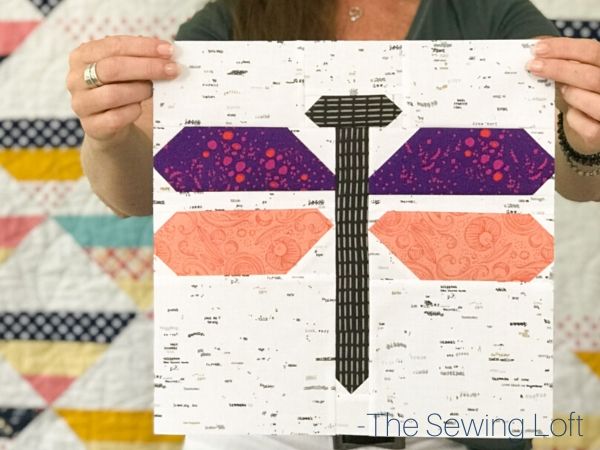 Grab your scraps and stitch up a few Dragonfly quilt blocks. This patchwork block is easy to make and perfect for summer. 
