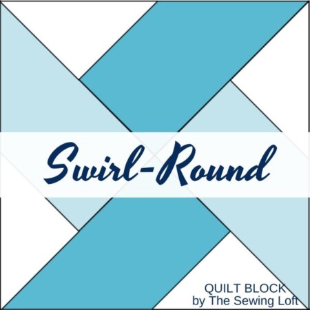Make your fabrics the star of the show with this easy to make quilt block design- Swirl-Round by The Sewing Loft.
