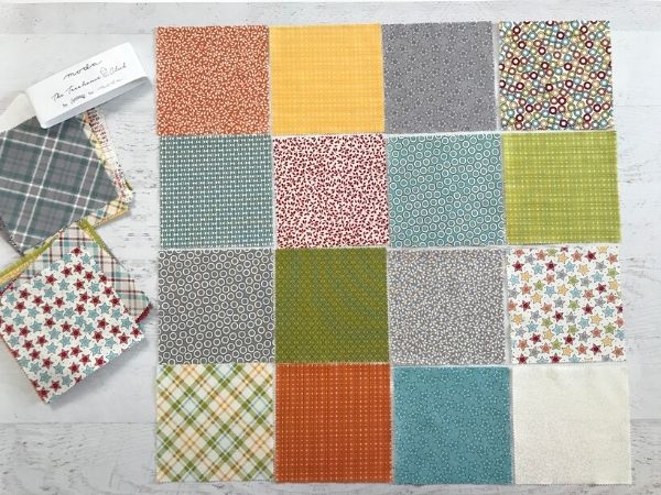 Fabric layout for the On Point Patchwork Pillow. Free project from The Sewing Loft & BabyLock