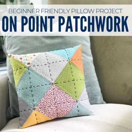 Learn how to make this beginner friendly free pattern. The On Point Patchwork Pillow pattern is a free project by The Sewing Loft for Baby Lock.