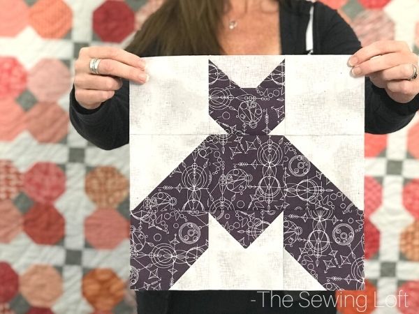 Add this Halloween inspired Bat quilt block to your Halloween themed quilting projects. Easy to make block is available in 2 finished sizes and is a patchwork construction.