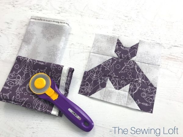 Add the Bat quilt block to your Halloween themed quilting projects. Easy to make block is available in 2 finished sizes and is a patchwork construction.