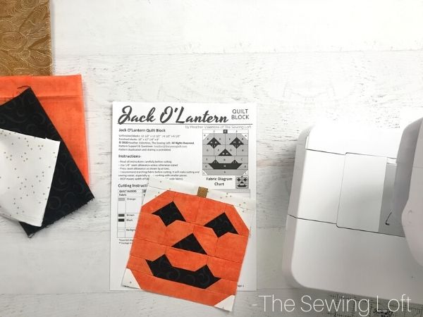 Fabric pull for the Jack O'lantern quilt block pattern. 