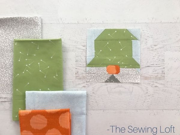 Patchwork Gnome quilt block is perfect for stitching up your leftover scraps. Easy to make, comes in 2 sizes and totally adorable!