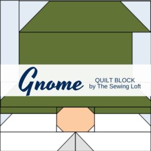 Patchwork Gnome quilt block is perfect for stitching up your leftover scraps. Easy to make, comes in 2 sizes and totally adorable!