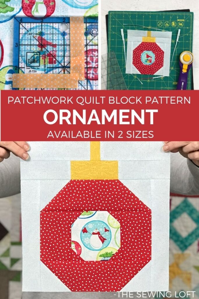 Create one of a kind holiday quilts with the easy to make Ornament quilt block pattern. 