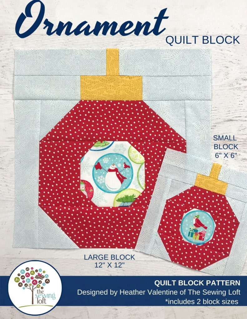 Holiday Ornament Quilt Block Pattern 