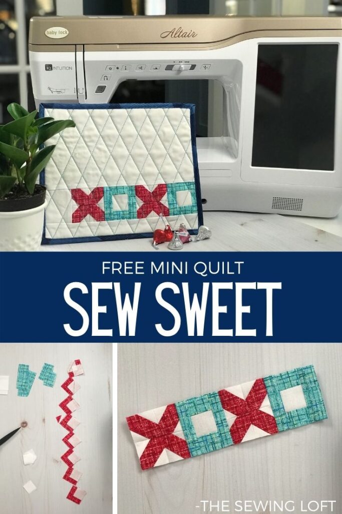 Love how easy this Sew Sweet mini quilt pattern was to make. Free quilting pattern from The Sewing Loft.