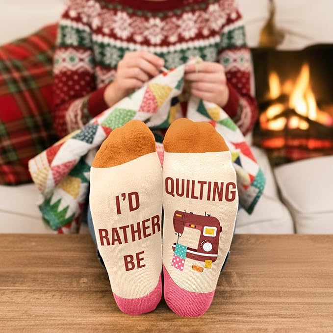 So many great gift ideas for the quilters on your list! Like these novelty sewing socks. Such a great way to stay cozy while stitching up a storm. 