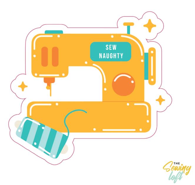 This playful sticker features a sewing machine graphic with the phrase “Sew Naughty” right on the control center. Made from thick, durable vinyl with a protective laminate, it’s designed to keep its vibrant look no matter where you stick it.