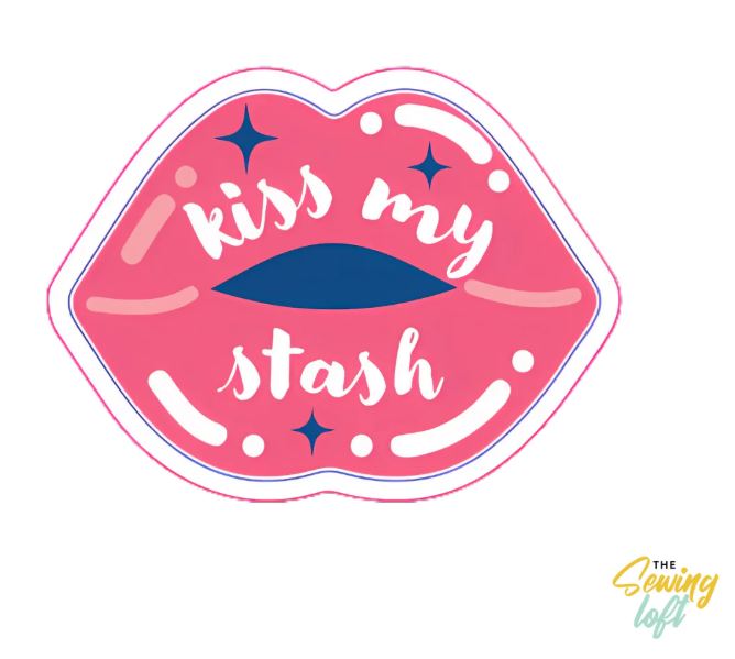 Featuring a bold lips graphic and the cheeky phrase "Kiss My Stash," this sticker is perfect for adding personality to your creative space. Made from thick, durable vinyl with a protective laminate, it’s crafted to last and keep its playful edge anywhere you stick it.
