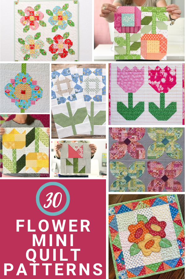 Flower Blocks and Flower Mini Quilt Sewing Patterns and Tutorials