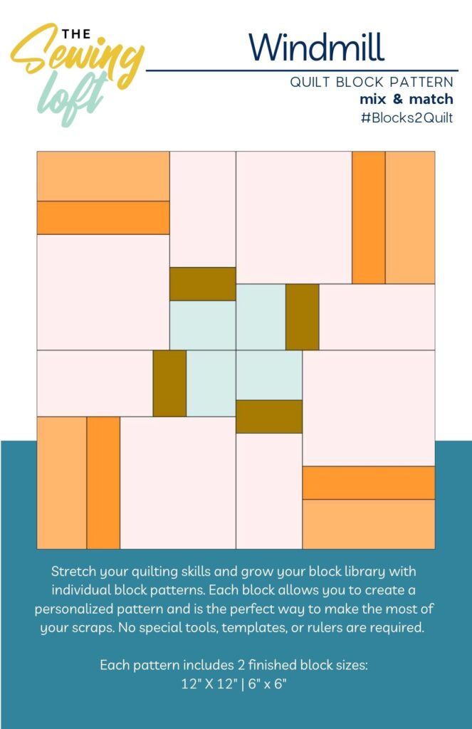 Discover the Windmill Quilt Block! A modern, beginner-friendly design with two layout options, perfect for scraps, fat quarters, and strip piecing.
