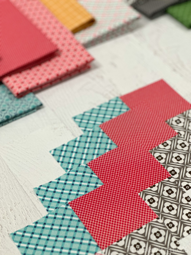4 Patch blocks from Sew Scrappy Spools QAL