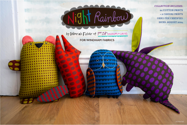 Stuffed Toys made with Night Rainbow by Deborah Fisher from FishMuseum.